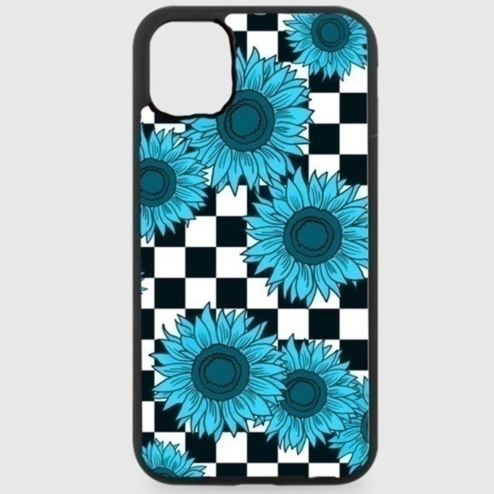 Blue Sunflower Checkered Phone Case